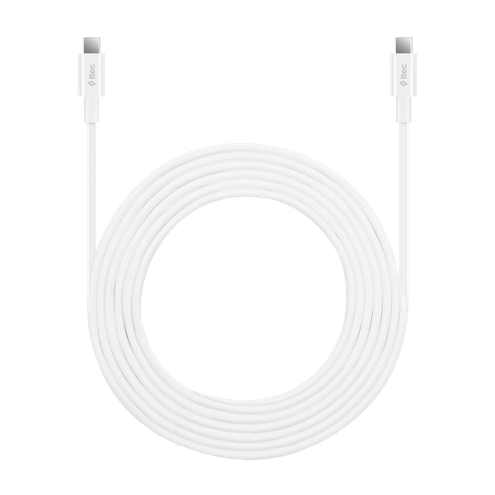 ttec USB-C - USB-C 300cm 60W PD/QC Hızlı Şarj/Data Kablosu Beyaz