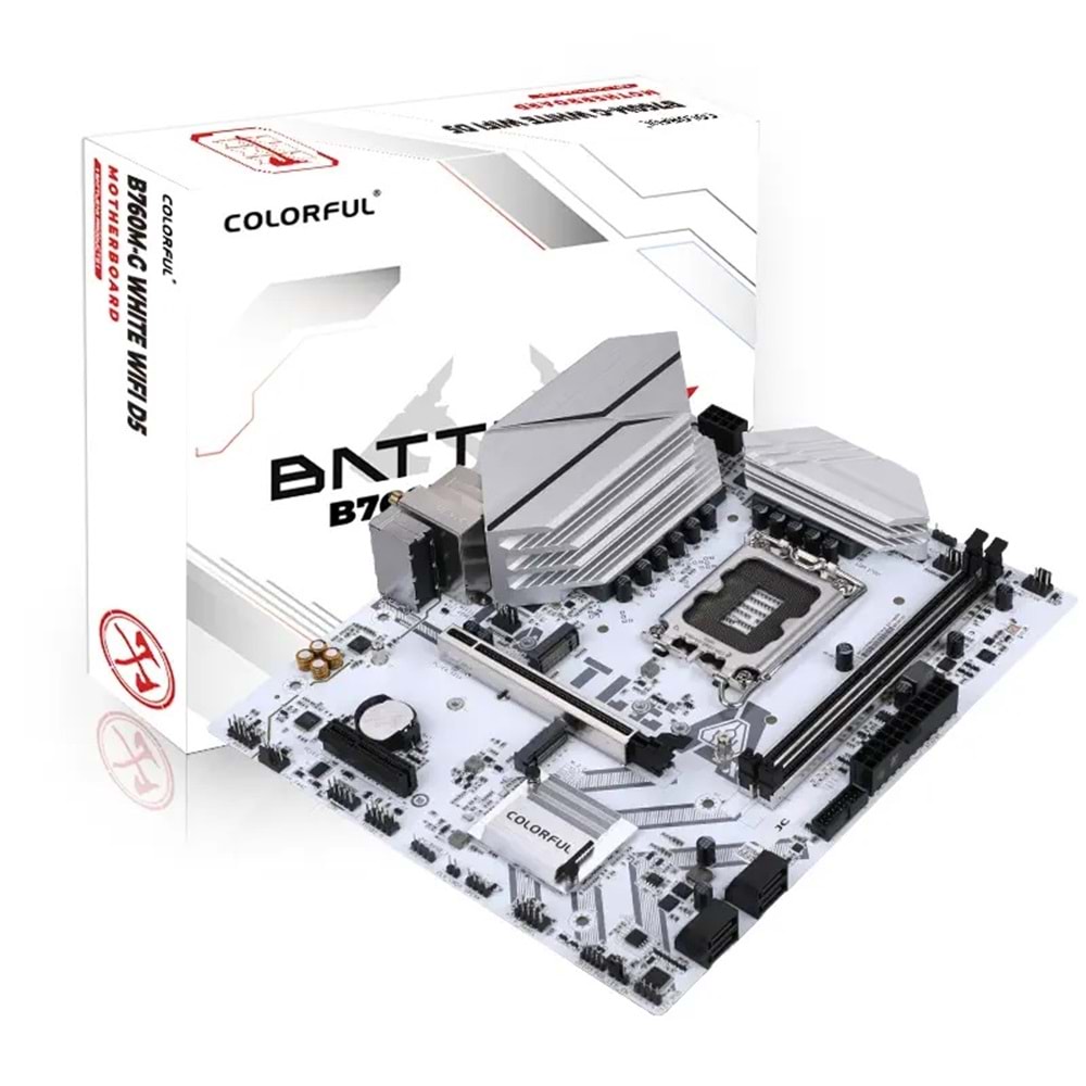 Anakart Colorful Battle-Ax B760M-G White Wifi D5 V20A Ddr5 1700P