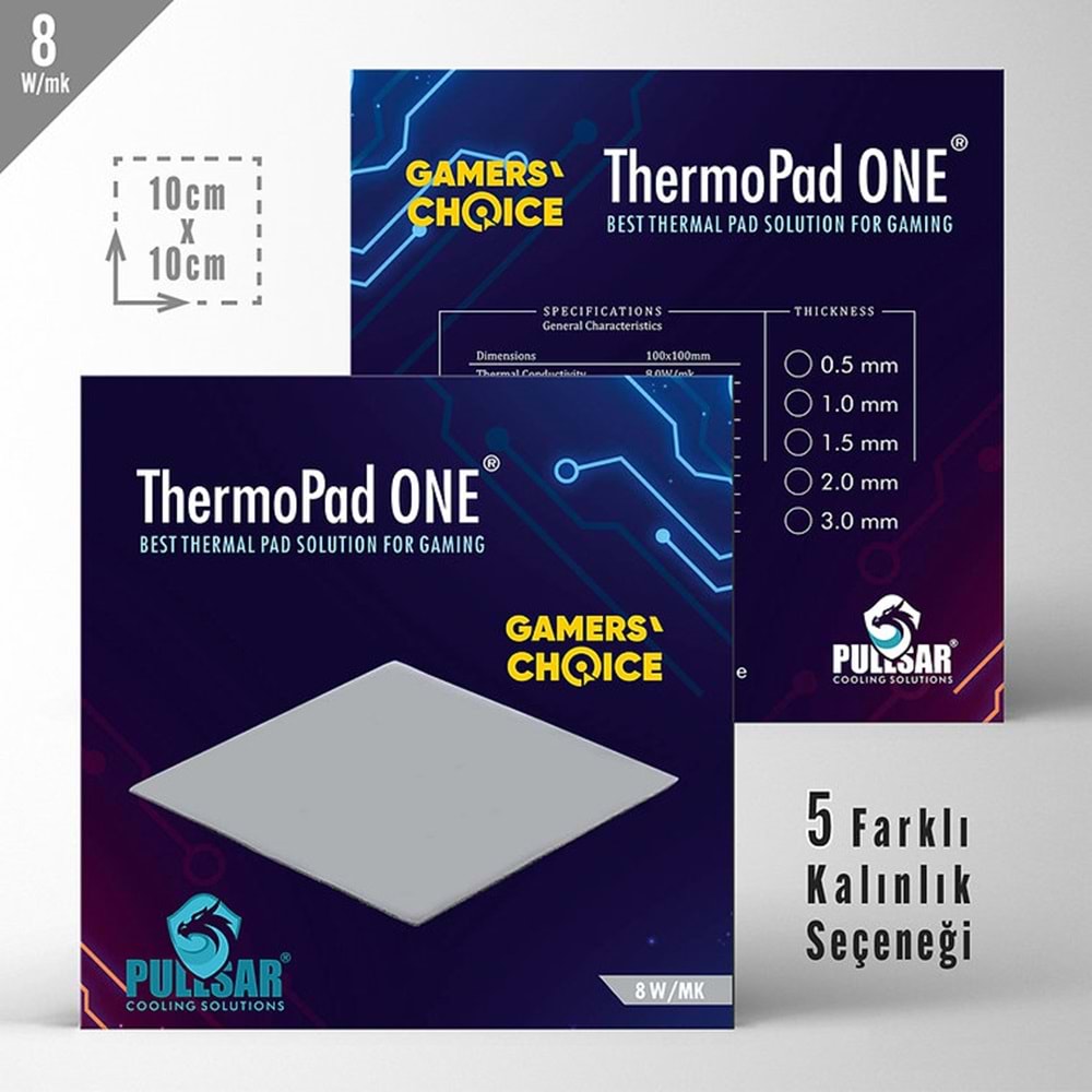 AKSESUAR THERMOPAD THERMAL PAD 8.0W/MK 1.0 mm KALINLIK 100X100MM