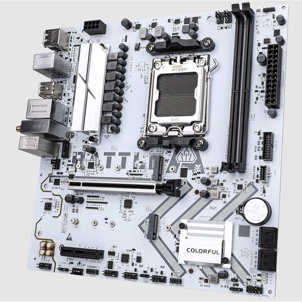 ANAKART COLORFUL BATTLE-AX A620M-GHA WHITE WiFi V14 DDR5 AM5