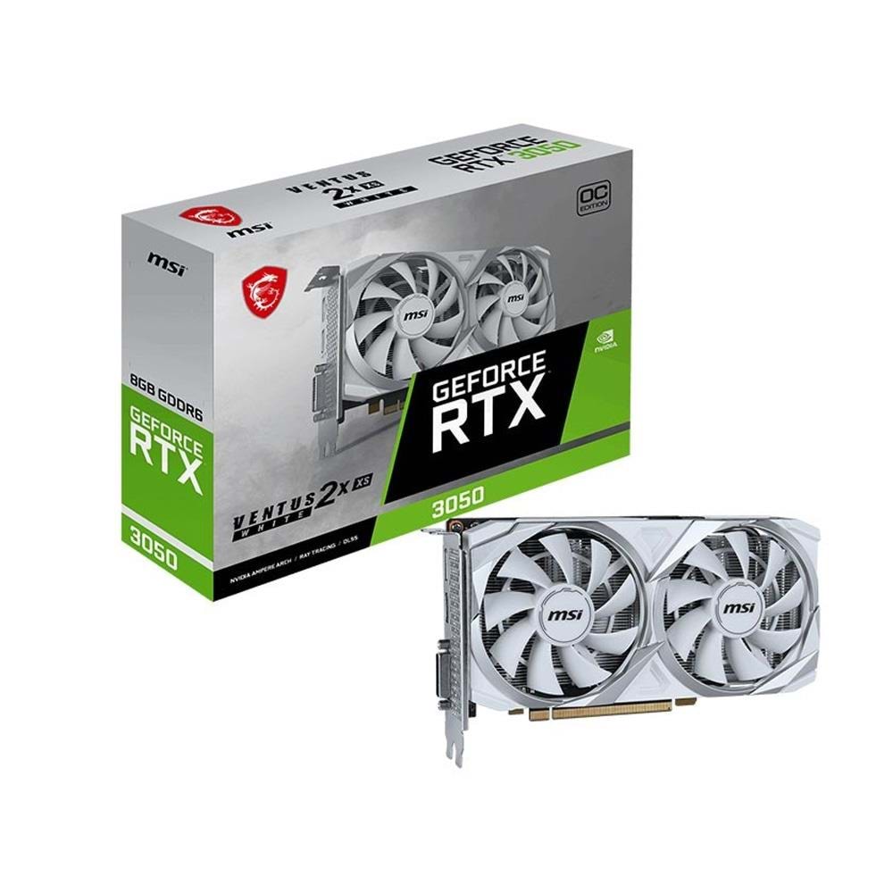 Ekran Kartı Msi GeForce RTX3050 Ventus 2X XS 8G OC GDDR6 128bit Beyaz