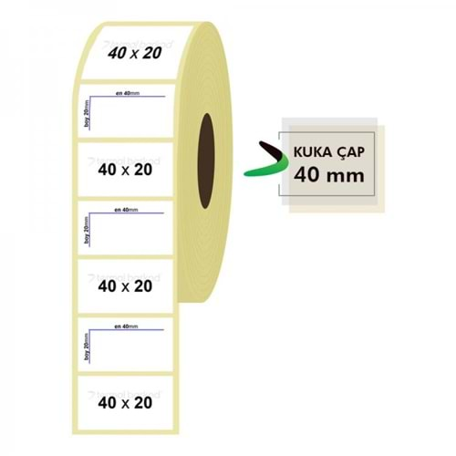 RULO KAĞIT TERMAL ETİKET 40mm X 20mm 2000 ADET