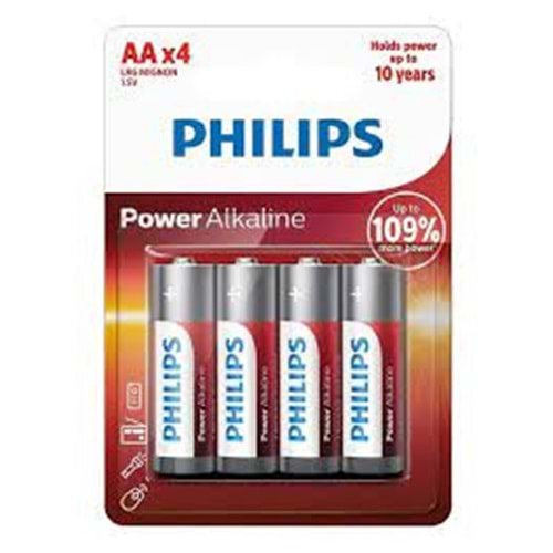 PHILIPS LR6P4B/10 POWER ALKALIN AA 4lü Pil