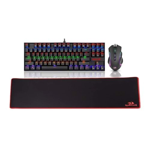 REDRAGON S116 MOUSE+MECHANICAL RED SWITCH US KEYBOARD+MOUSEPAD COMBO)