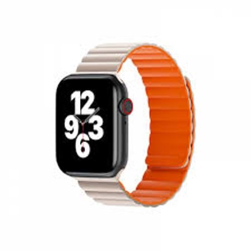 WIWU MAGNETIC SILICONE WATCH BAND WB001 42/44/45/49mm STARLIGHT+ORANGE