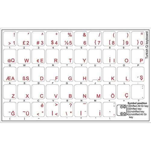 Klavye Etiketi Türkçe Turkish Sticker Şeffaf Transparent Siyah Harf