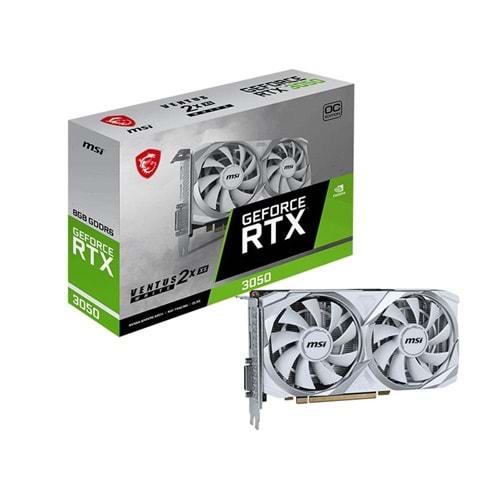 Ekran Kartı Msi GeForce RTX3050 Ventus 2X XS 8G OC GDDR6 128bit Beyaz