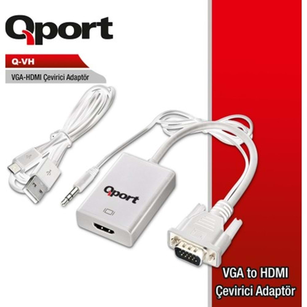 Aksesuar Qport Q-Vh Vga To Hdmi Cevirici