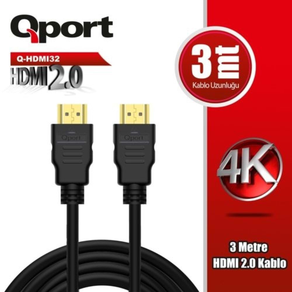 Kablo Qport Q-Hdmi32 3Mt Hdmi 2.0 4K Kablo