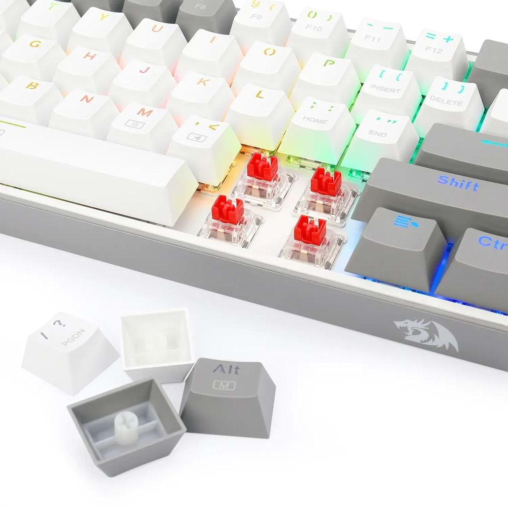 Klavye Redragon K617 Fizz Rgb White Gray Red Switch Tr Layout