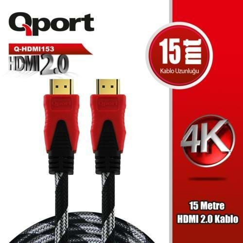 KABLO QPORT Q-HDMI153 15MT 2.0V/VERSİYON 4K/Altın Uçlu