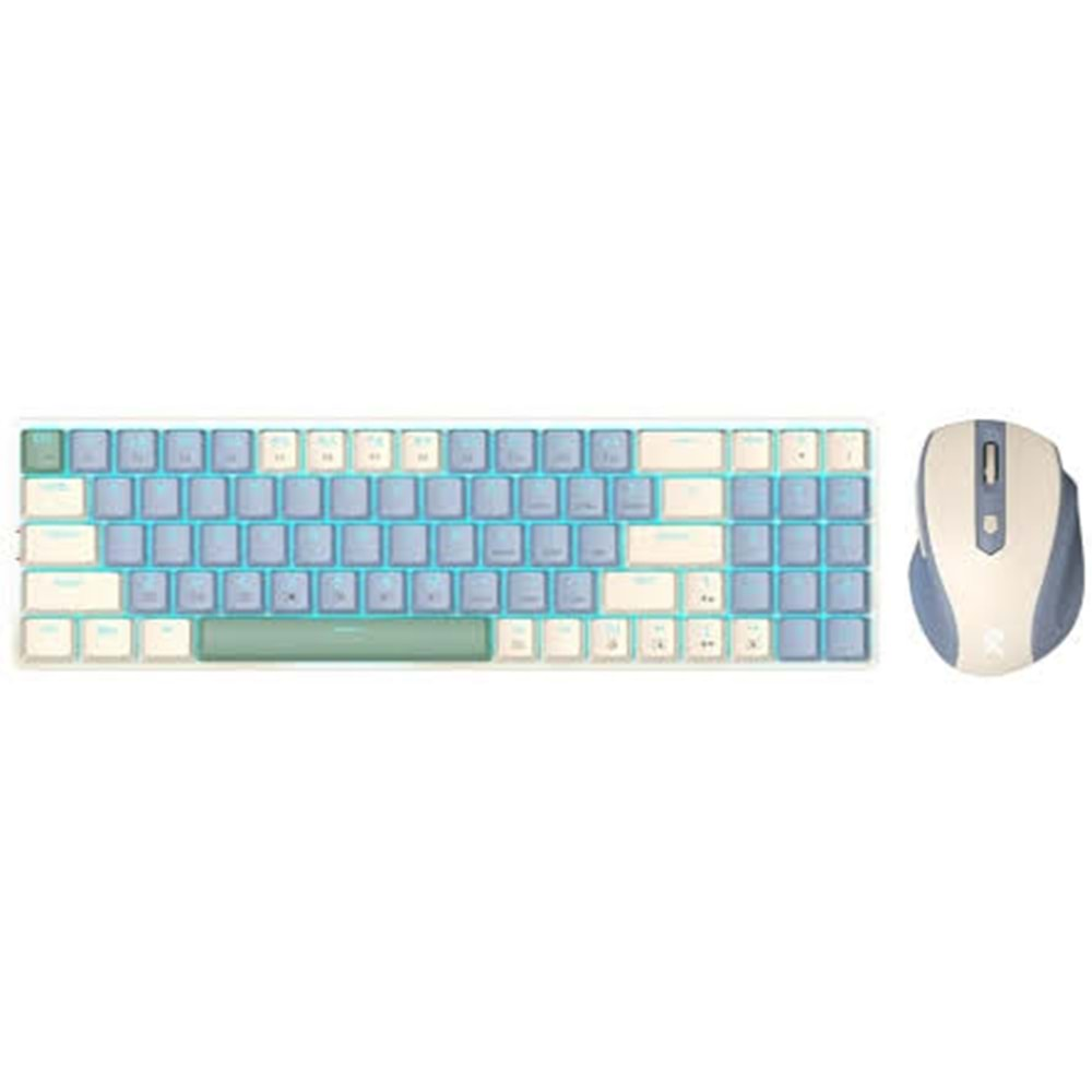 REDRAGON BS-8772CB WIRELESS KEYBOARD AND MOUSE – Cream/Blue US LAYOUT