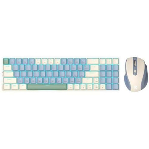 REDRAGON BS-8772CB WIRELESS KEYBOARD AND MOUSE – Cream/Blue US LAYOUT