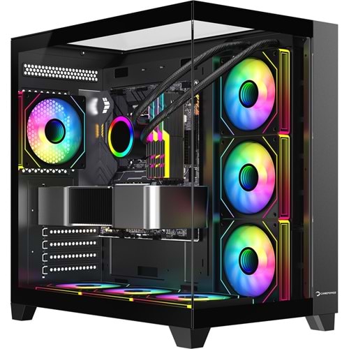 Kasa GamePower Warcry TopGlass 650W+ Psu 4xARGB Temperli Cam ATX Siyah